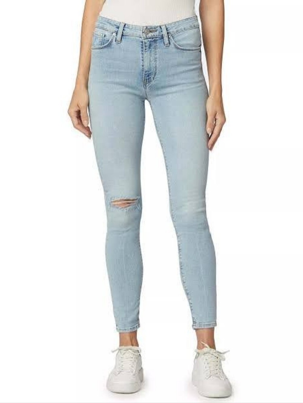 HUDSON Jeans Barbara Distressed Baby Face High Waist Super Skinny Cropped Jeans